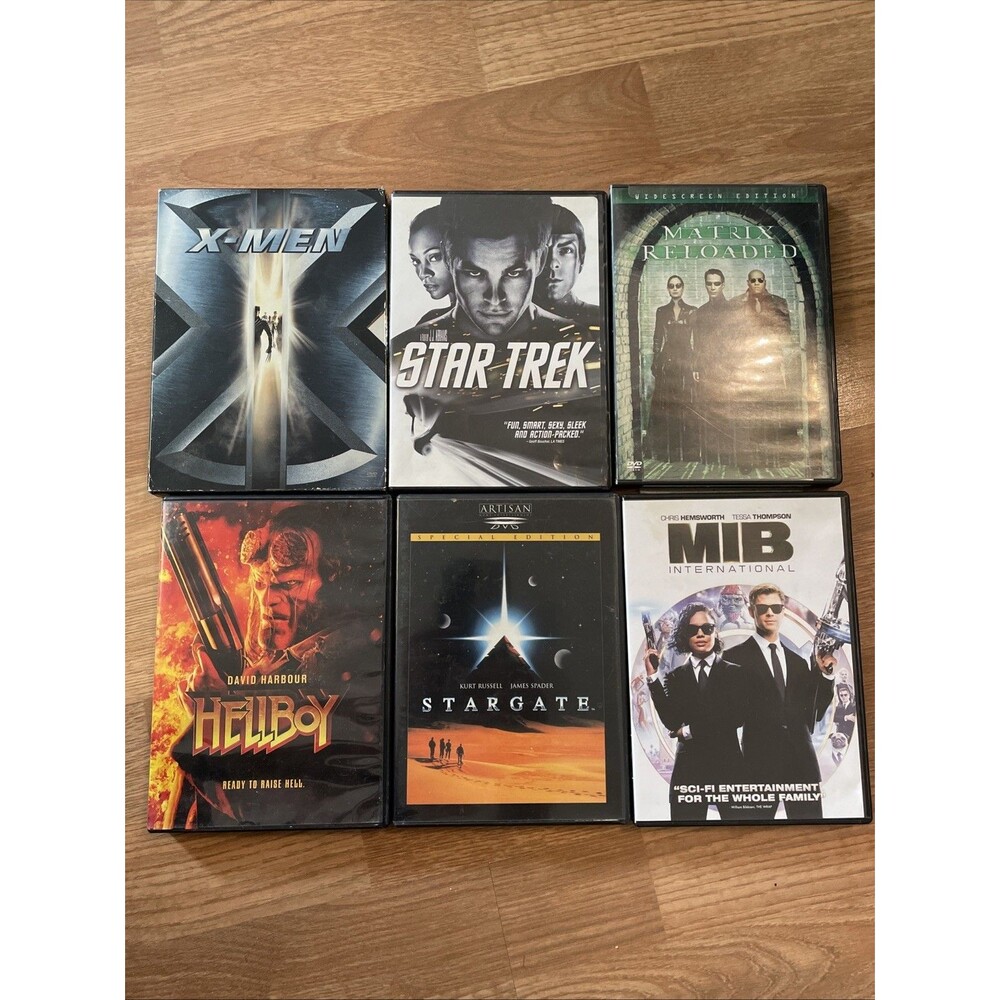 Sci-Fi Action DVD Lot 6 Movies Star Trek X-Men Matrix Stargate Hellboy MIB FS
